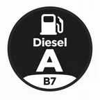 Logo negro de diésel A B7 con un surtidor blanco