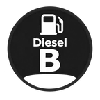 Logo negro de gasóleo B con un surtidor blanco y la letra B