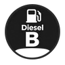 Logo negro de gasóleo B con un surtidor blanco y la letra B