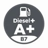 Logo gris de diésel A+ Premium B7 con un surtidor blanco