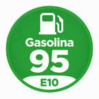 Logo verde de gasolina 95 E10 con un surtidor blanco