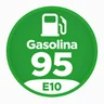 Logo verde de gasolina 95 E10 con un surtidor blanco