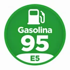Logo verde de gasolina 95 E5 con un surtidor blanco